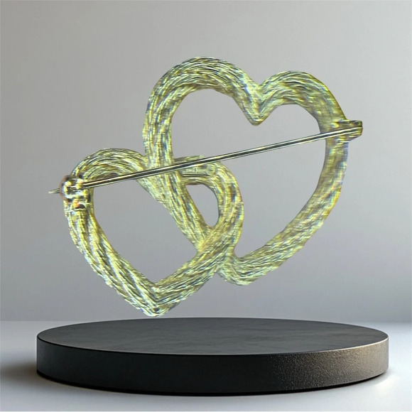 Christian Dior Double Heart Brooch with Swarovski Crystals - Picture 2 of 4